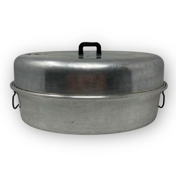 Wear-Ever 2635 Vintage Aluminum Oval Roaster Pan Grate Vented Lid USA Made - Picture 1 of 15